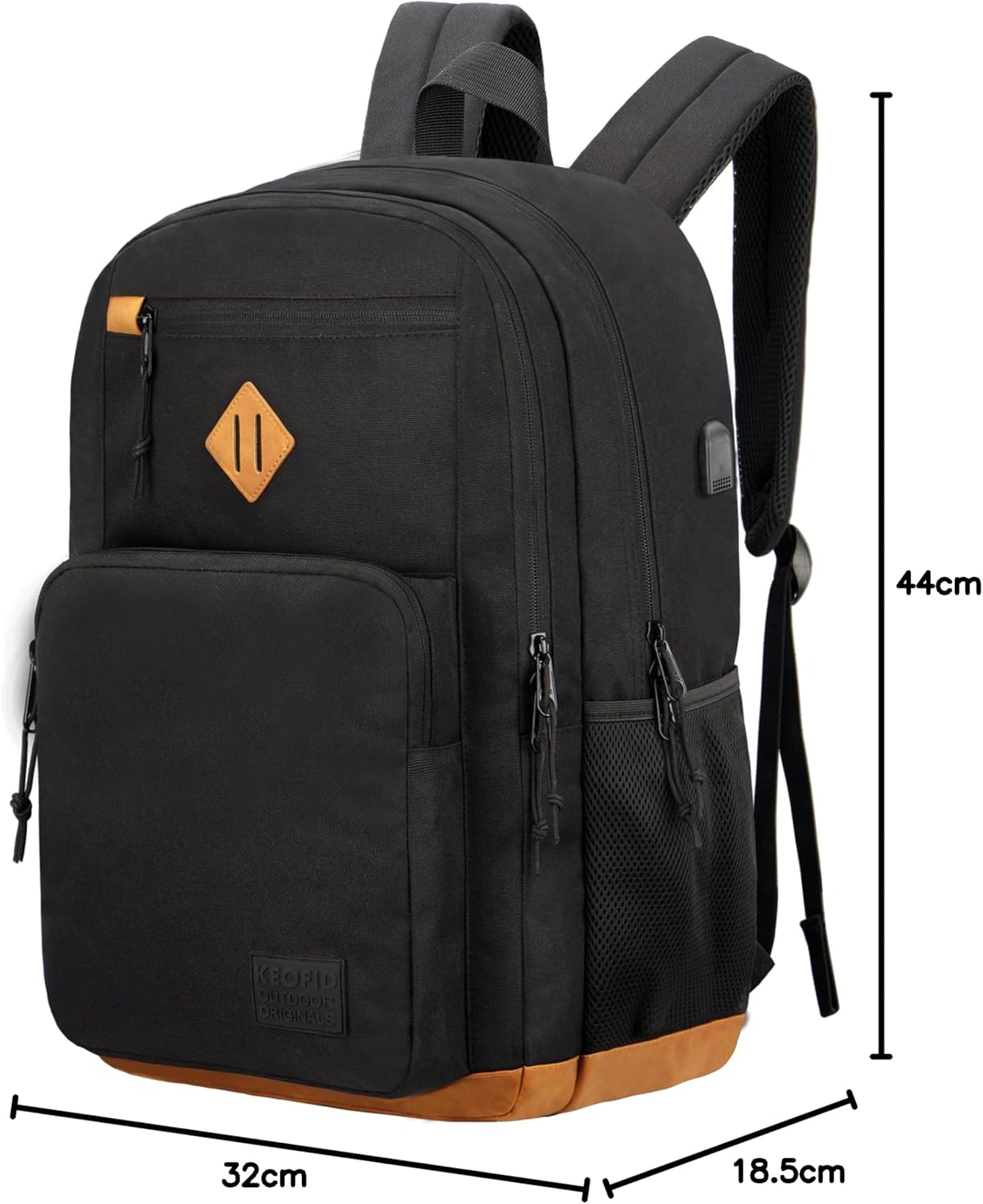 Backpack Classic Carry-On Travel anti Theft Laptop Backpack with USB Charging Port, Large Backpack for College(Dark Black）