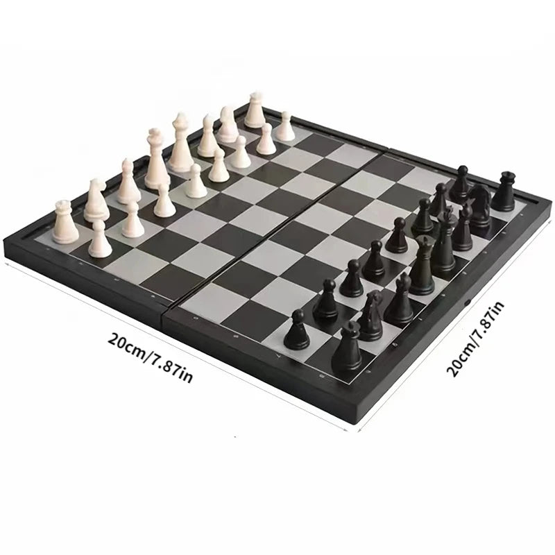 Board Game Chess Set 1 Box of Foldable Magnetic International with Plastic Chessboard Board Game , Ideal Tabletop Game for Family Gathering