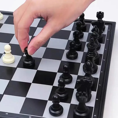 Board Game Chess Set 1 Box of Foldable Magnetic International with Plastic Chessboard Board Game , Ideal Tabletop Game for Family Gathering