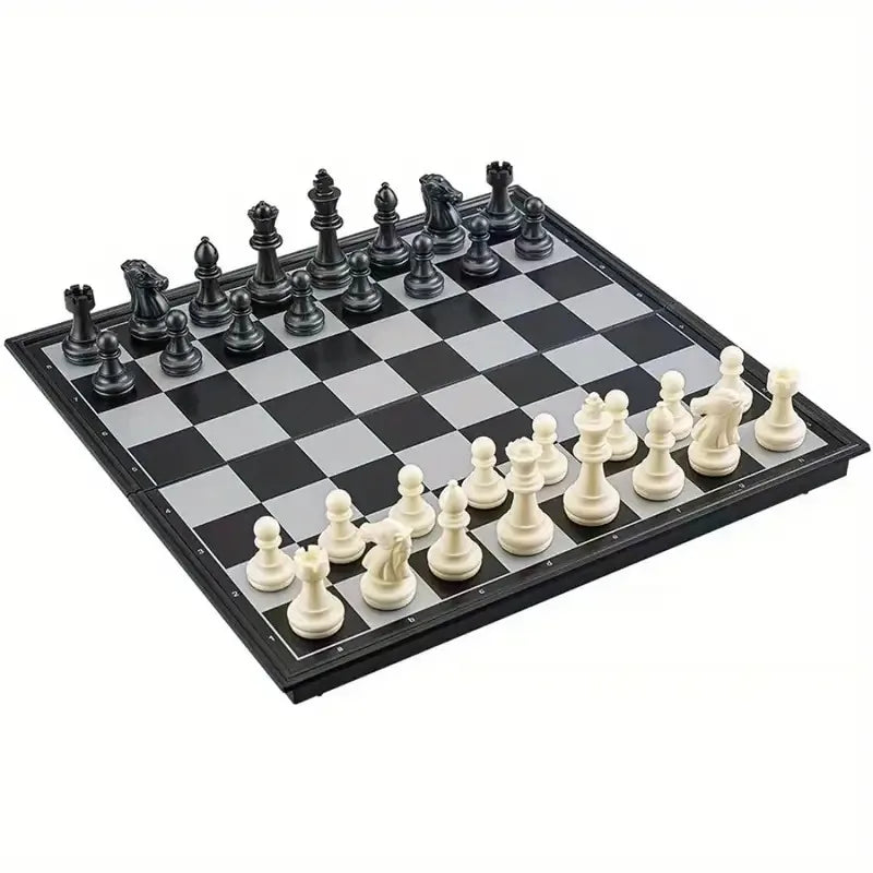 Board Game Chess Set 1 Box of Foldable Magnetic International with Plastic Chessboard Board Game , Ideal Tabletop Game for Family Gathering