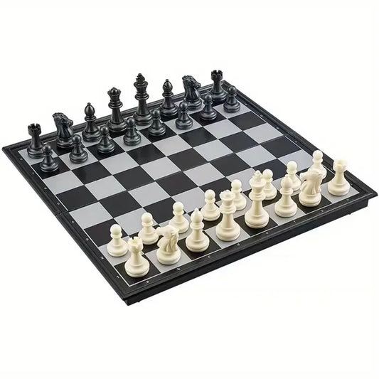 Board Game Chess Set 1 Box of Foldable Magnetic International with Plastic Chessboard Board Game , Ideal Tabletop Game for Family Gathering