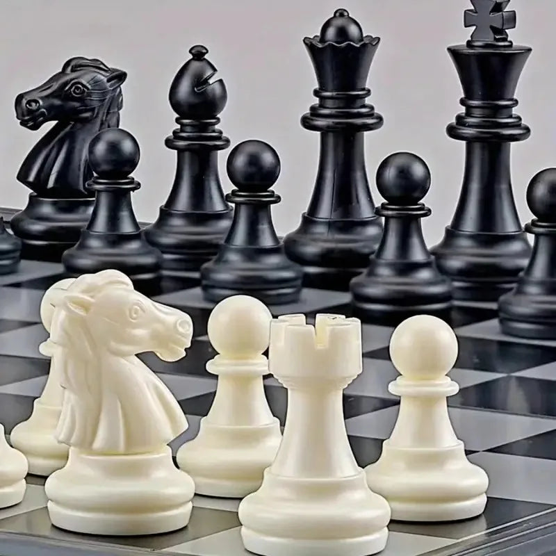 Board Game Chess Set 1 Box of Foldable Magnetic International with Plastic Chessboard Board Game , Ideal Tabletop Game for Family Gathering