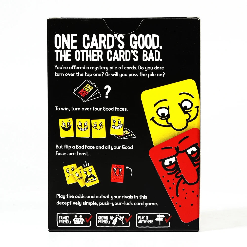 Board Game Card Game Good Face Bad Face Hilarious Party Travel Game for Family