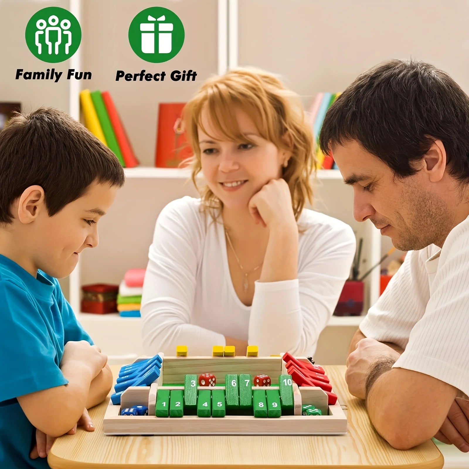 Board Game Wooden Dice for Adults and Kids 2-4 Player Family Classics Tabletop 